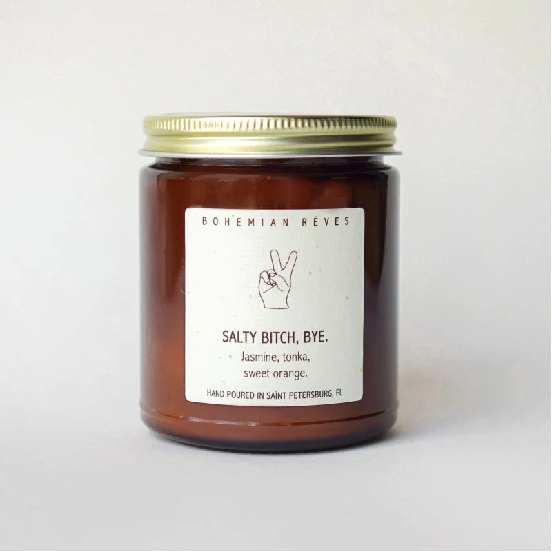 Salty Bitch Bye Soy Candle「走啦八婆」趣味工藝蠟燭 (帶有粉紅鹽以淨化空間)